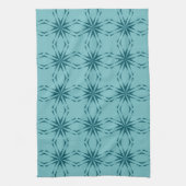 Turquoise blauw, cool, trendy flower abstractie theedoek (Verticaal)