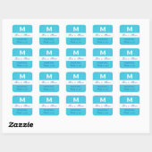 Turquoise Blauw Damask Bruiloft Monogram Vierkante Sticker (Vel)