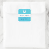 Turquoise Blauw Damask Bruiloft Monogram Vierkante Sticker (Tas)