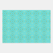 Turquoise blauw Elegant Goudgestreept Inpakpapier Vel (Voorkant 3)