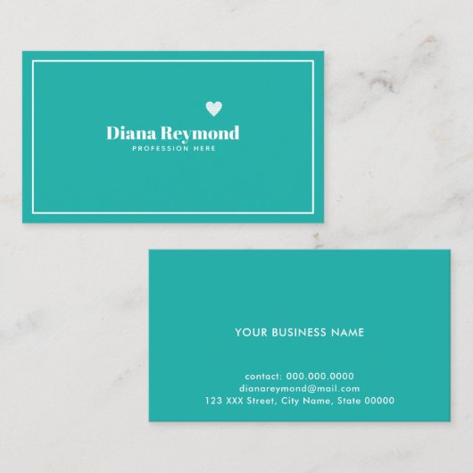 turquoise blauw elegant professioneel visitekaartje (Voorkant / Achterkant)