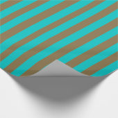 Turquoise Blauw en Gouden Streep Cadeaupapier (Hoek)