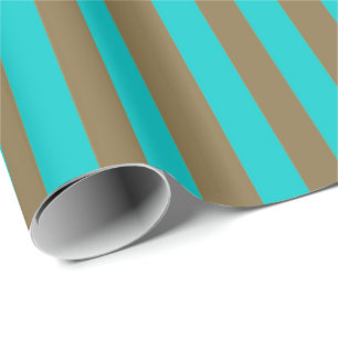 Turquoise Blauw en Gouden Streep Cadeaupapier