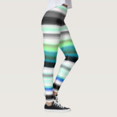 Turquoise, blauw en grijs Abstracte strepen Leggings (Rechts)