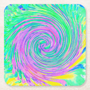Turquoise Blauw en Paarse Abstracte Draaikolk Kartonnen Onderzetters