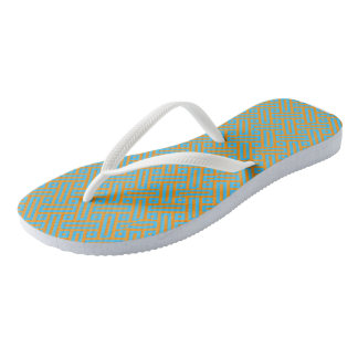 Turquoise blauw en sinaasappel teenslippers