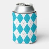 Turquoise Blauw en Wit Argyle Patroon Blikjeskoeler (Blikje Achterkant)