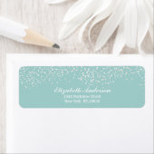 Turquoise Blauw en Wit Bruiloft Confetti Patroon Etiket (Insitu)