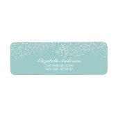 Turquoise Blauw en Wit Bruiloft Confetti Patroon Etiket (Voorkant)