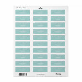 Turquoise Blauw en Wit Bruiloft Confetti Patroon Etiket (Full Sheet)