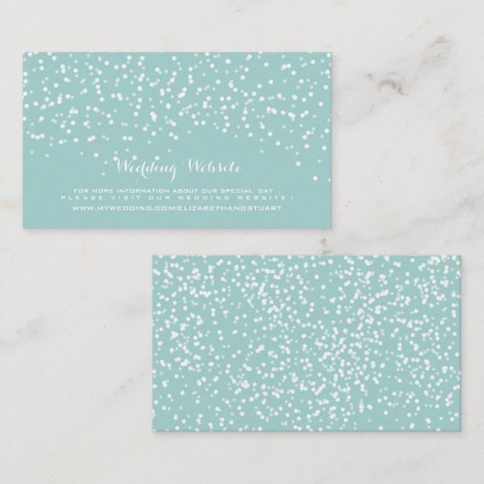 Turquoise Blauw en Wit Bruiloft Confetti Patroon Informatiekaartje (Voorkant / Achterkant)
