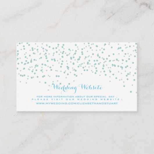 Turquoise Blauw en Wit Bruiloft Confetti Patroon Informatiekaartje (Voorkant)