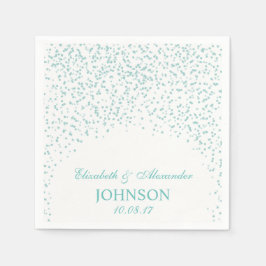 Turquoise blauw en wit bruiloft Confetti Patroon Servet