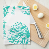Turquoise blauw en wit koraalrif leven oceaan theedoek (Quarter Fold)