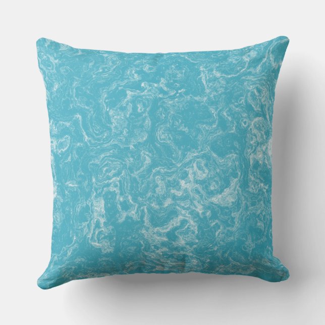 Turquoise blauw en wit Marmer abstract Kussen (Achterkant)