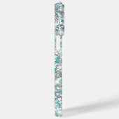 Turquoise Blauw en Zilver Glitter Glam Handtekenin Case-Mate iPhone Case (Achterkant / Rechts)