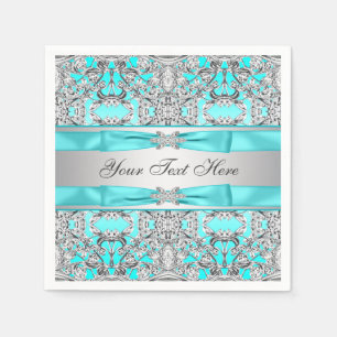 Turquoise Blauw en Zilver Servetten