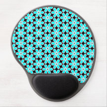 Turquoise Blauw en Zwart Bloemmotief 