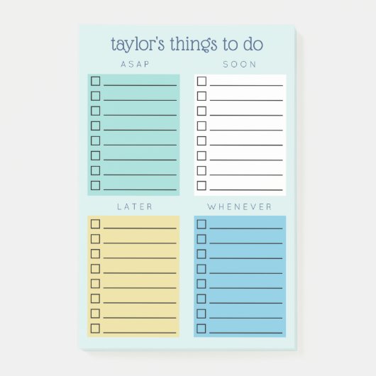 Turquoise Blauw Geel Georganiseerde Dingen om te d Post-it® Notes (Voorkant)
