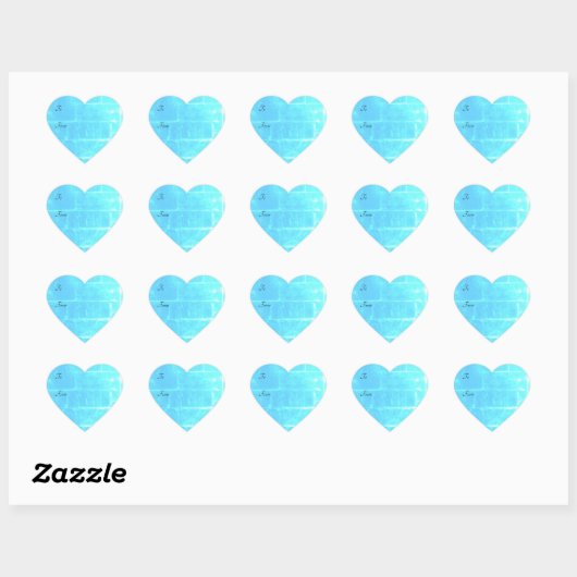 Turquoise blauw gestructureerd hart sticker (Vel)