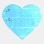 Turquoise blauw gestructureerd hart sticker (Voorkant)