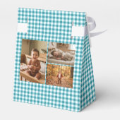 Turquoise Blauw Gingham Glitter Ballon Custom 3 Fo Bedankdoosjes (Achterkant)