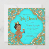 Turquoise Blauw Goud Etnisch Prince Baby shower Kaart (Achterkant)