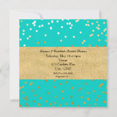 Turquoise Blauw & Goud Glanzende Confetti Stippen  Kaart (Achterkant)
