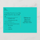 Turquoise Blauw & Goud Glanzende Confetti Stippen Uitnodiging Briefkaart (Achterkant)