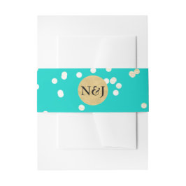 Turquoise Blauw & Goud Glanzende Confetti Stippen  Uitnodigingen Wikkel