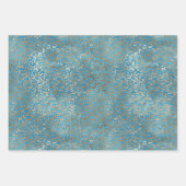 Turquoise Blauw Goud Glitter Zebra Print Inpakpapier Vel (Voorkant 2)