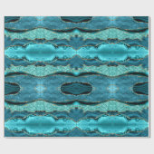 Turquoise Blauw Goud Marmer Inpakpapier (Vlak)