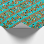 Turquoise Blauw Goud Prins Kroon Cadeaupapier (Hoek)