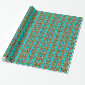 Turquoise Blauw Goud Prins Kroon Cadeaupapier (Uitgerold)