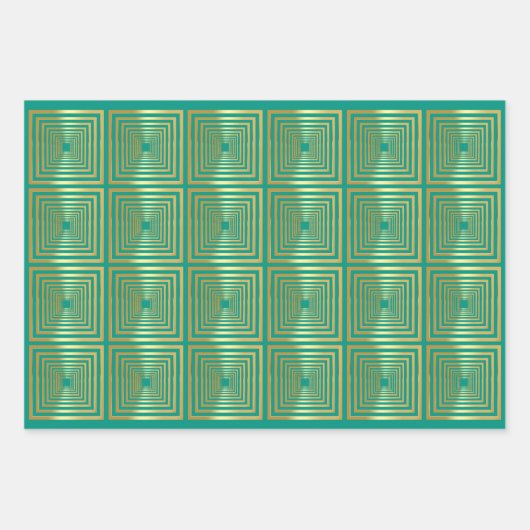 Turquoise blauw goud Wrapping Paper Set (Voorkant 3)