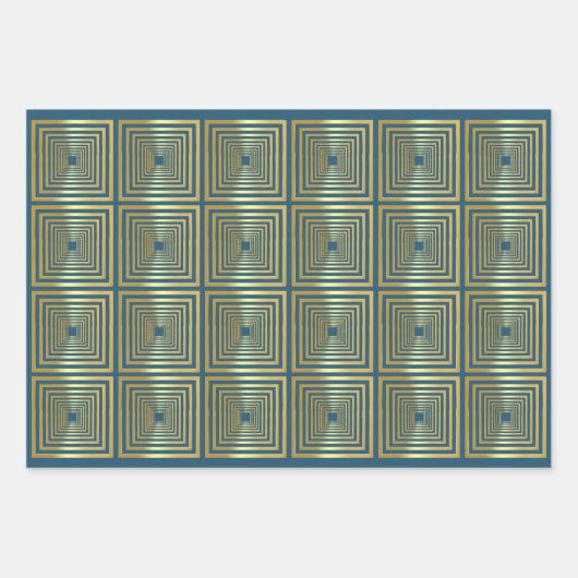 Turquoise blauw goud Wrapping Paper Set (Voorkant 2)