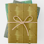 Turquoise blauw goud Wrapping Paper Set