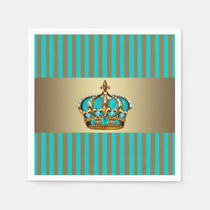 Turquoise Blauw Gouden Kroonprins Servetten