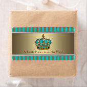 Turquoise Blauw Gouden Prins Waterfles Etiketten (Insitu)