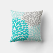 Turquoise blauw Gray Dahlia mod decor sofa pillow Kussen (Achterkant)