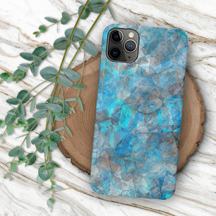 Turquoise Blauw Grijs Polygoon Mozaïek Kunstpatroo iPhone 16 Pro Max Hoesje