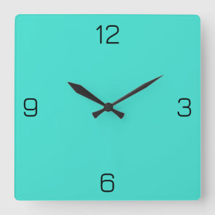Turquoise Blauw Groen 40E0D0 - Optie om naam toe t Vierkante Klok