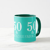 Turquoise Blauw Groen 50 En Fabulous Verjaardag Mok (Voorkant rechts)