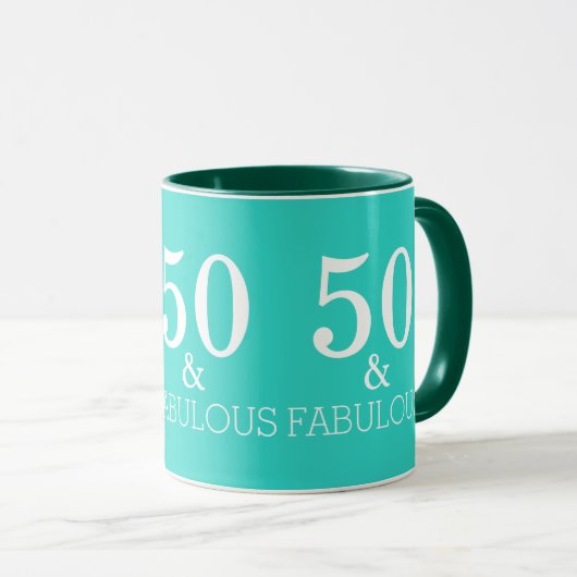 Turquoise Blauw Groen 50 En Fabulous Verjaardag Mok (Voorkant rechts)