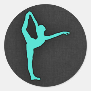 Turquoise; Blauw Groen Ballet danser Ronde Sticker