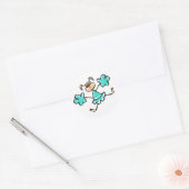 Turquoise; Blauw Groen Cheerleader Ronde Sticker (Envelop)