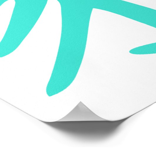 Turquoise, Blauw-Groen Chinees Familiekarakter Poster (Hoek)