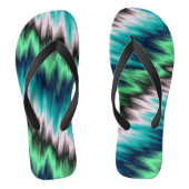 Turquoise blauw groen en zwart abstract teenslippers (Voetbed)