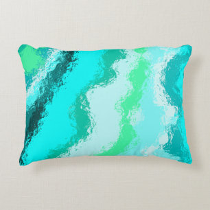 Turquoise Blauw Groen Expressief Schilderachtig Pa Accent Kussen