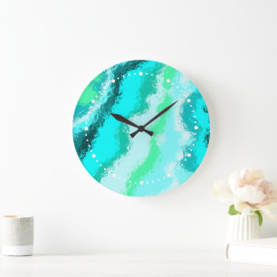 Turquoise Blauw Groen Expressief Schilderachtig Pa Grote Klok